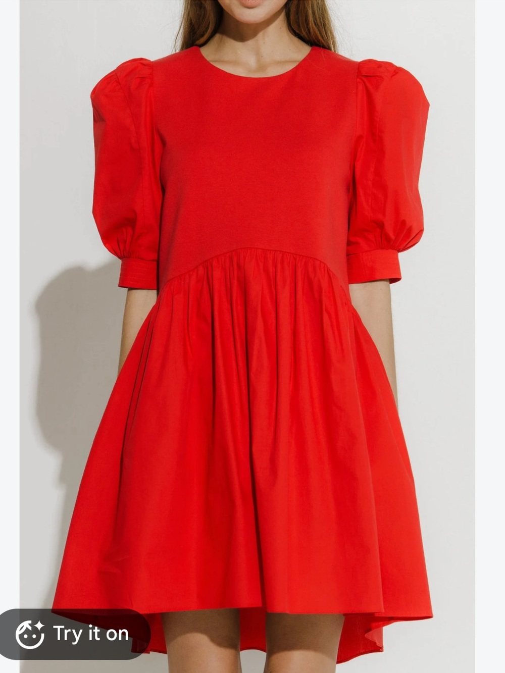 English Factory Red Puff Sleeve Dress